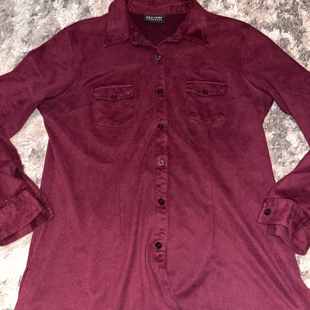 New York & Company suede burgundy Blouse